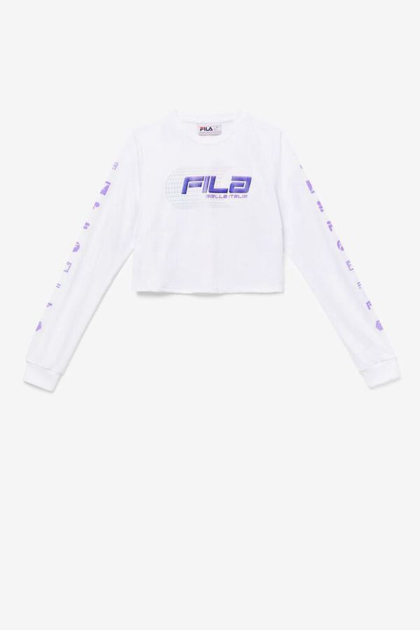 Fila Luigia Long Sleeve Crop Women's Tee - White,NZ 968-76382